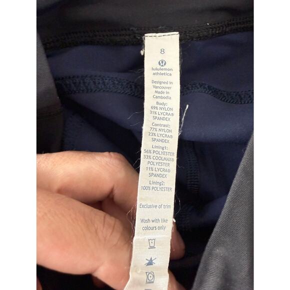 Lululemon Size 8 Athleisure Minimalist Ankle Leggings Navy Pull On Casual - Picture 7 of 8